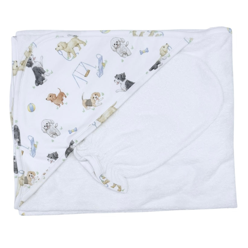 Baby Club Chic Doggie Park Printed Hoodie Towel Set