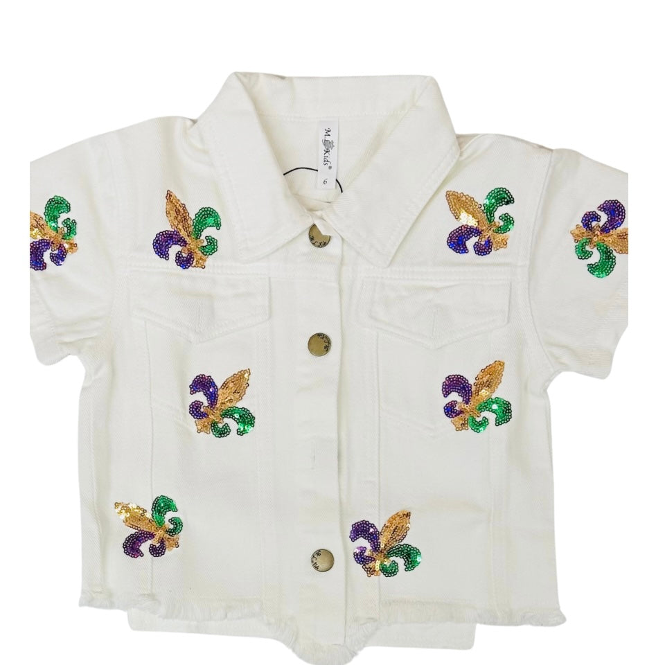 M. L. Kids White Jean Mardi Gras Jacket