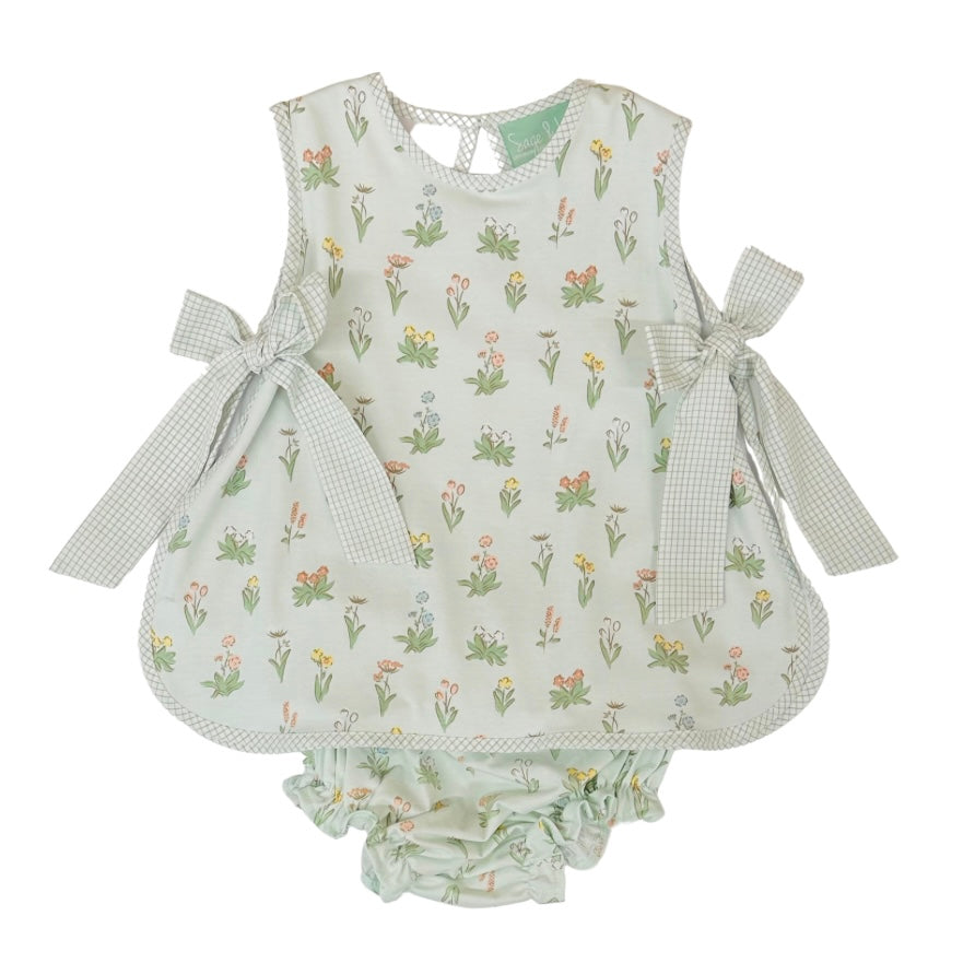 Sage & Lily Green Floral Bloomer Set