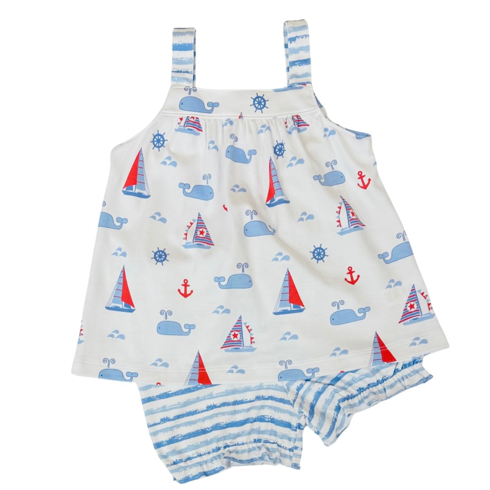 Marco & Lizzy Girls Nantucket Whales Bloomer Set