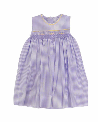 Petit Ami Lavender Smocked GIngham Dress
