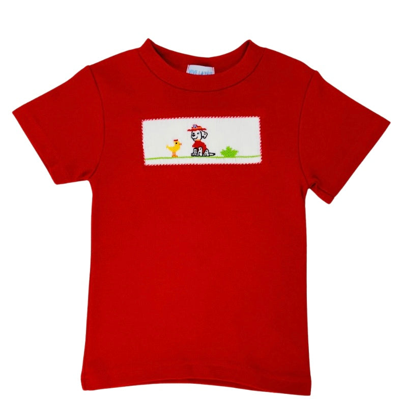 Vive La Fete Boys SS Smocked Pups Shirt