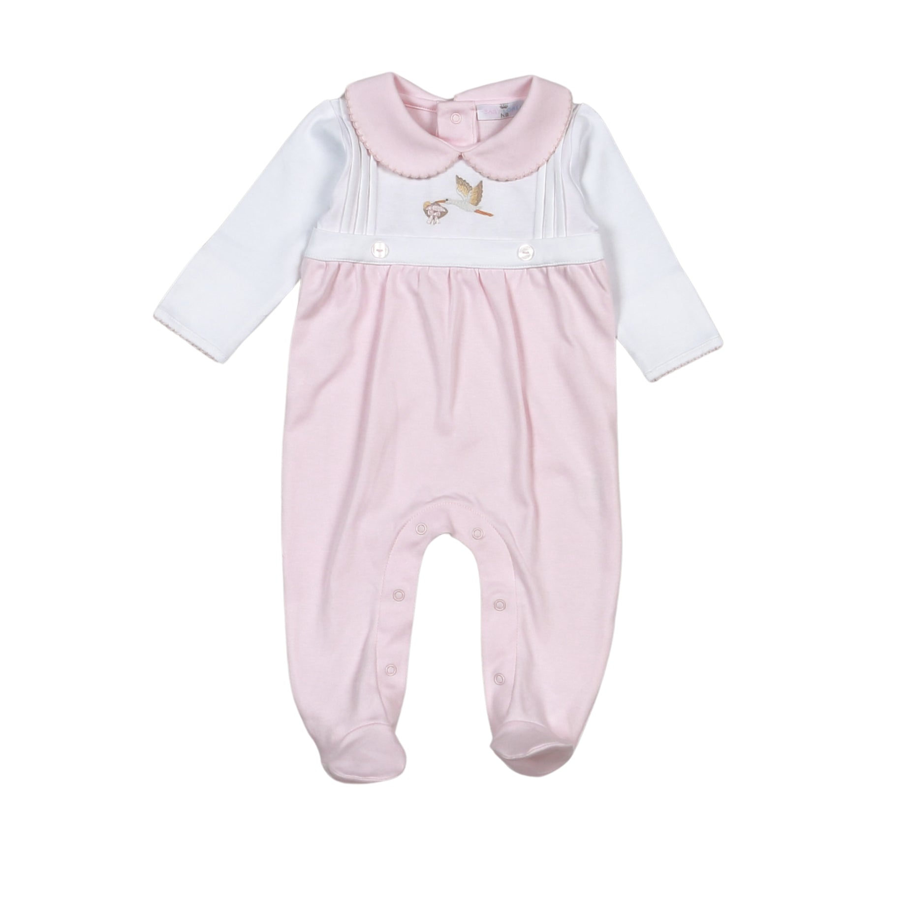 Baby Loren Girls Pink Welcome Baby Hand Embroidered Footie