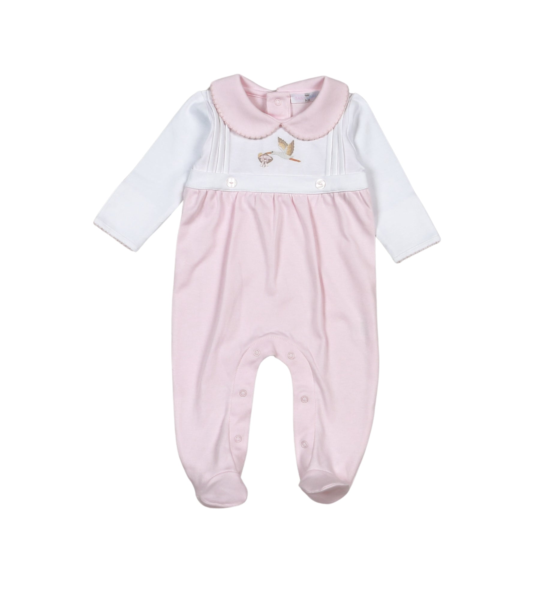 Baby Loren Girls Pink Welcome Baby Hand Embroidered Footie