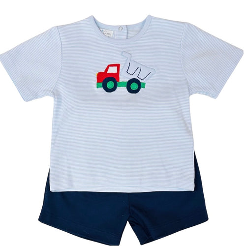 Petit Ami Boys Short Set with Dump Truck Applique