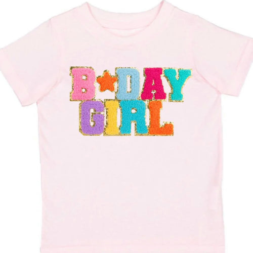 Sweet Wink Birthday Girl Patch Short Sleeve Tee-Ballet Pink