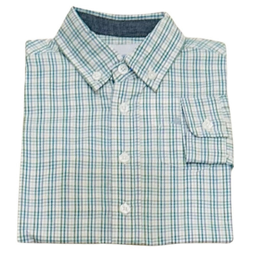 Southbound Boys LS Button Down Shirt-Blue/Khaki/Turquoise