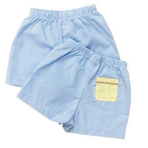 Lullaby Set Blue and White Stripe Stewart Short with Back Pocket