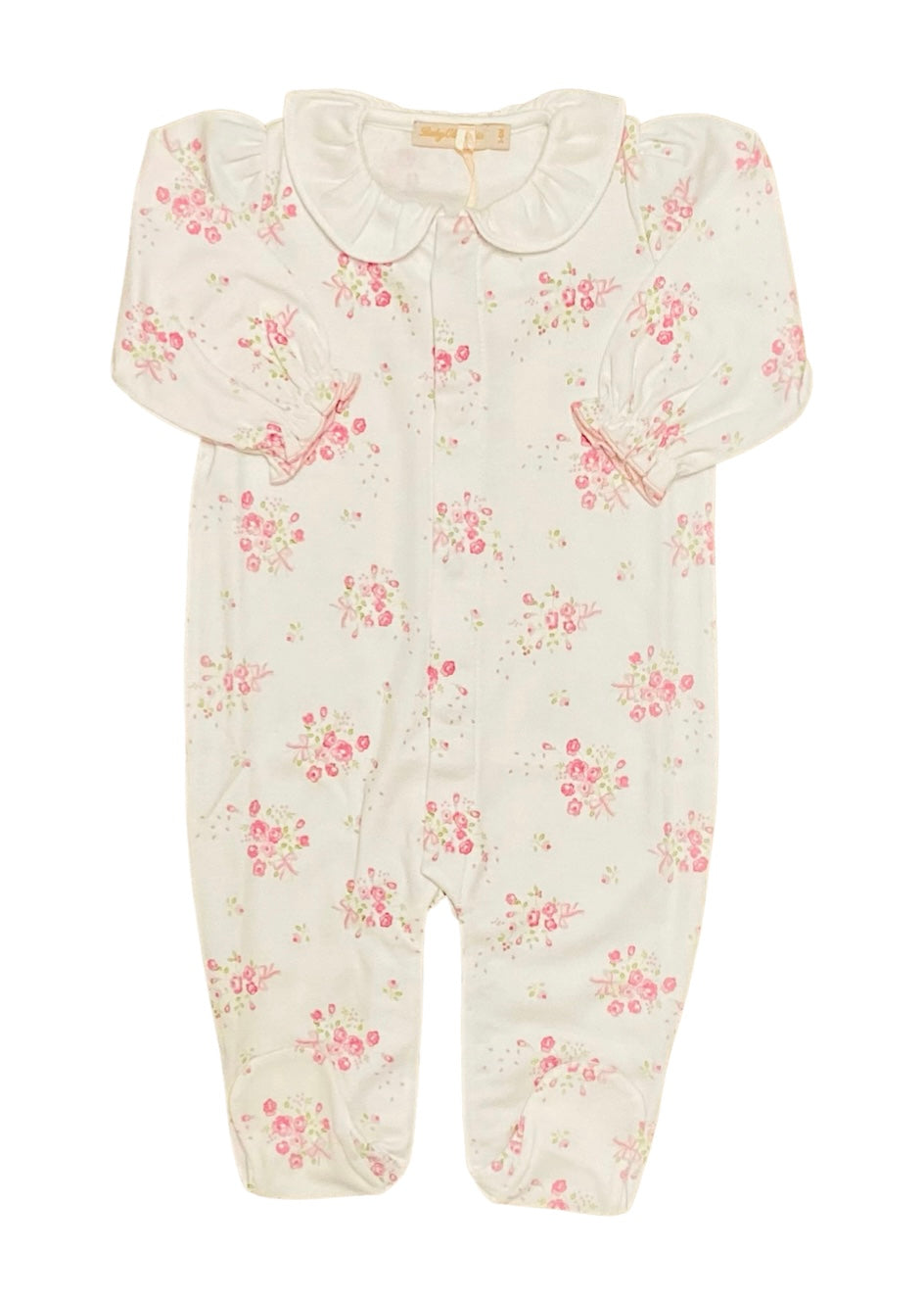 Baby Club Chic Bunch Of Roses Footie with Round Collar