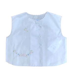 Auraluz Diaper Shirt with Bows and Flowers Shadow Embroidery