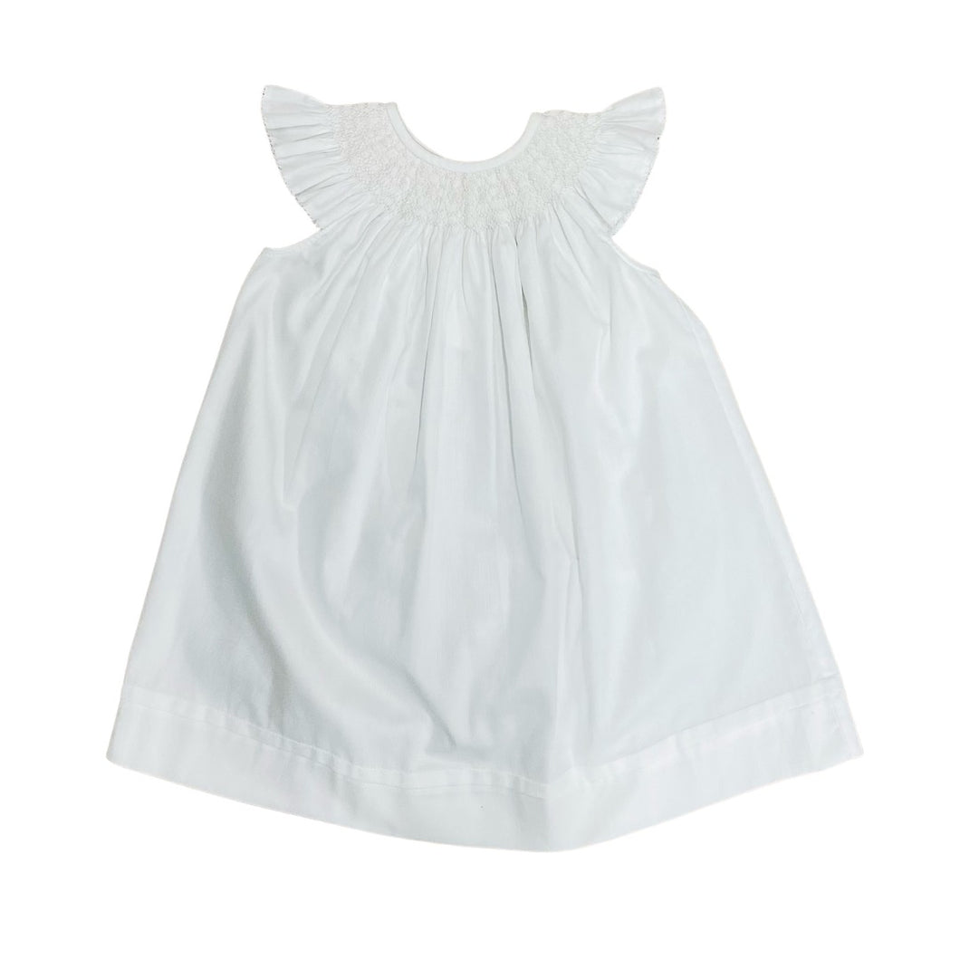 Vive La Fete Solid White Smocked Bishop Dress