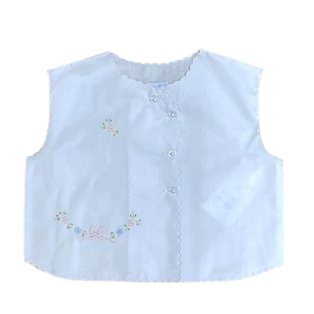 Auraluz Diaper Shirt with Bows and Flowers Shadow Embroidery