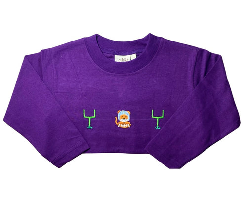 Luigi Purple Long Sleeve Tiger and Goal Post Embroidery