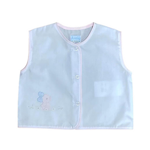 Auraluz Diaper Shirt with Pink Piping and Baby Chic Shadow Embroidery