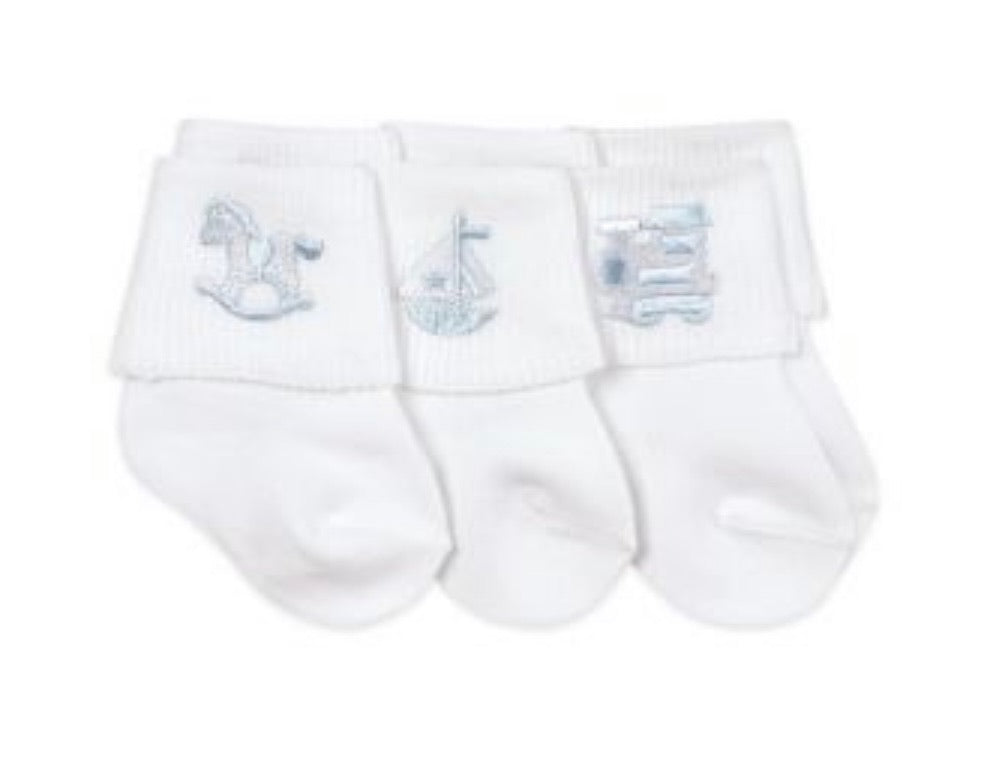 Jefferies Socks Newborn Baby Boy White Sock with Applique