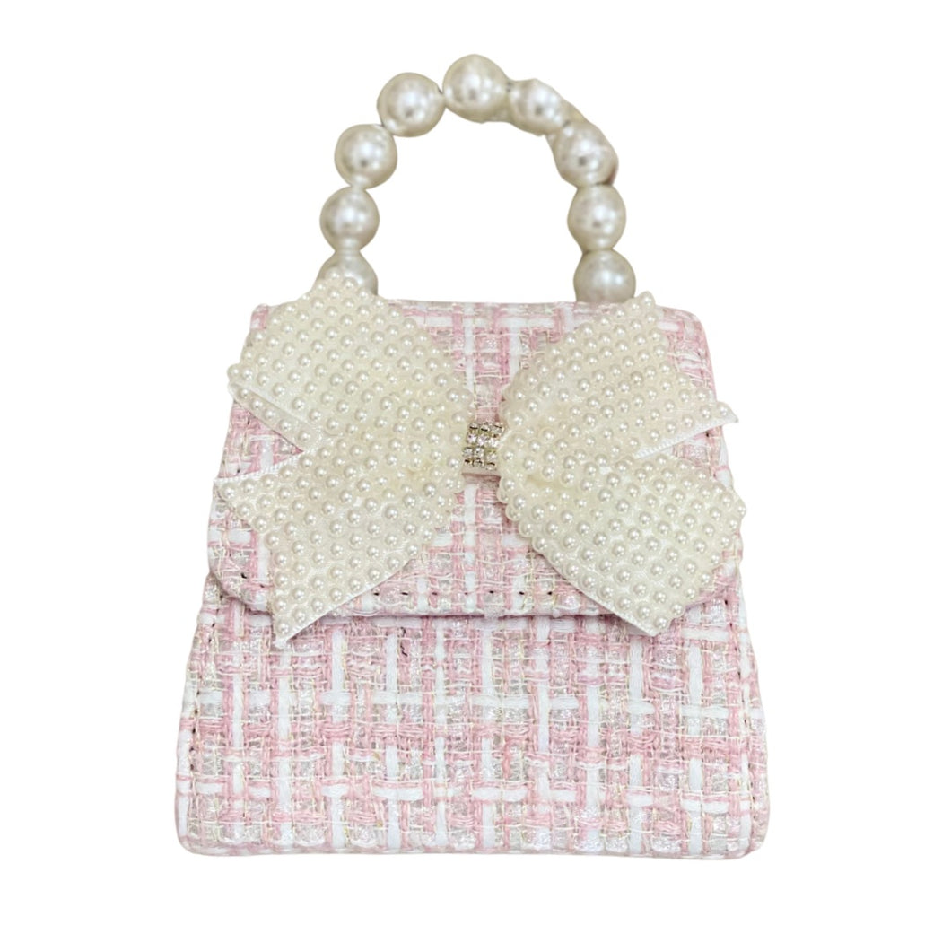 Ce Ce Co Tweed Purse with Pearl Bow