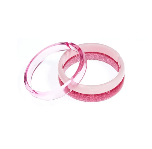 Lilies and Roses Set of Pink 3 Bangle Bracelets