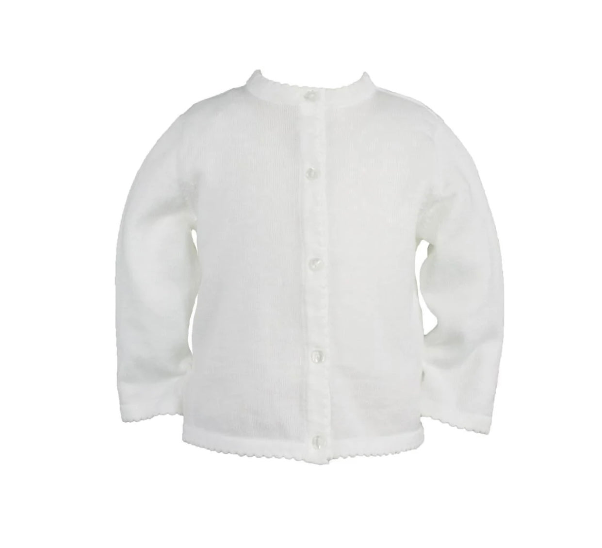 Petit Ami Big Girls White Scallop Edge Cardigan Sweater