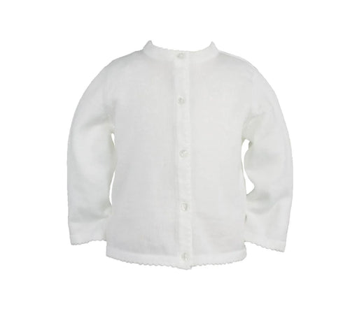 Petit Ami Big Girls White Scallop Edge Cardigan Sweater