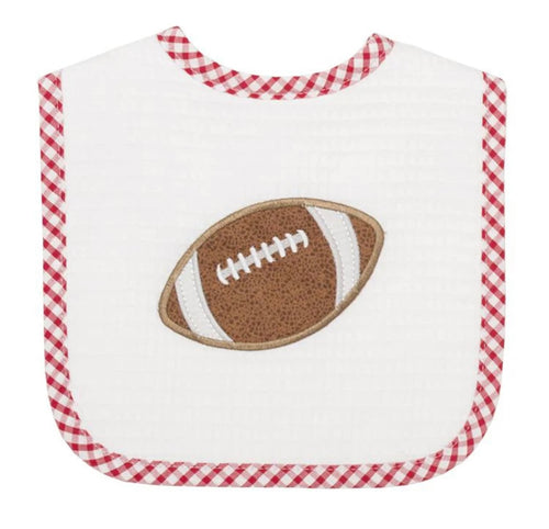 3 Martha's Football Bib Available in Purple or Red Gingham Piping