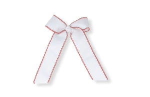 Lullaby Set Long White Bow with Red Piping