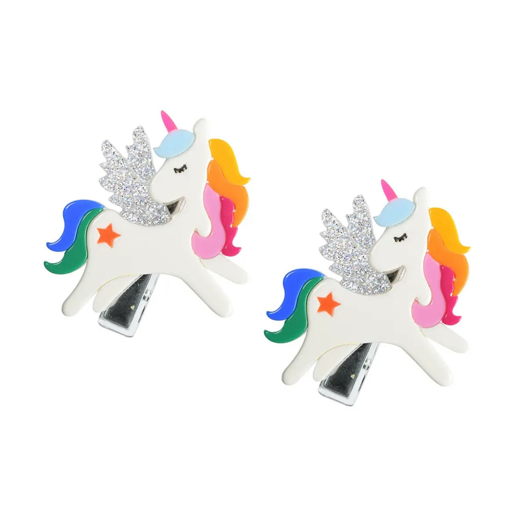 Lilies and Roses Rainbow Unicorn Hair Clips