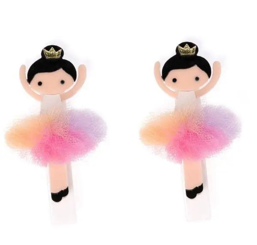 Lilies and Roses Black Hair Ballerina Clips