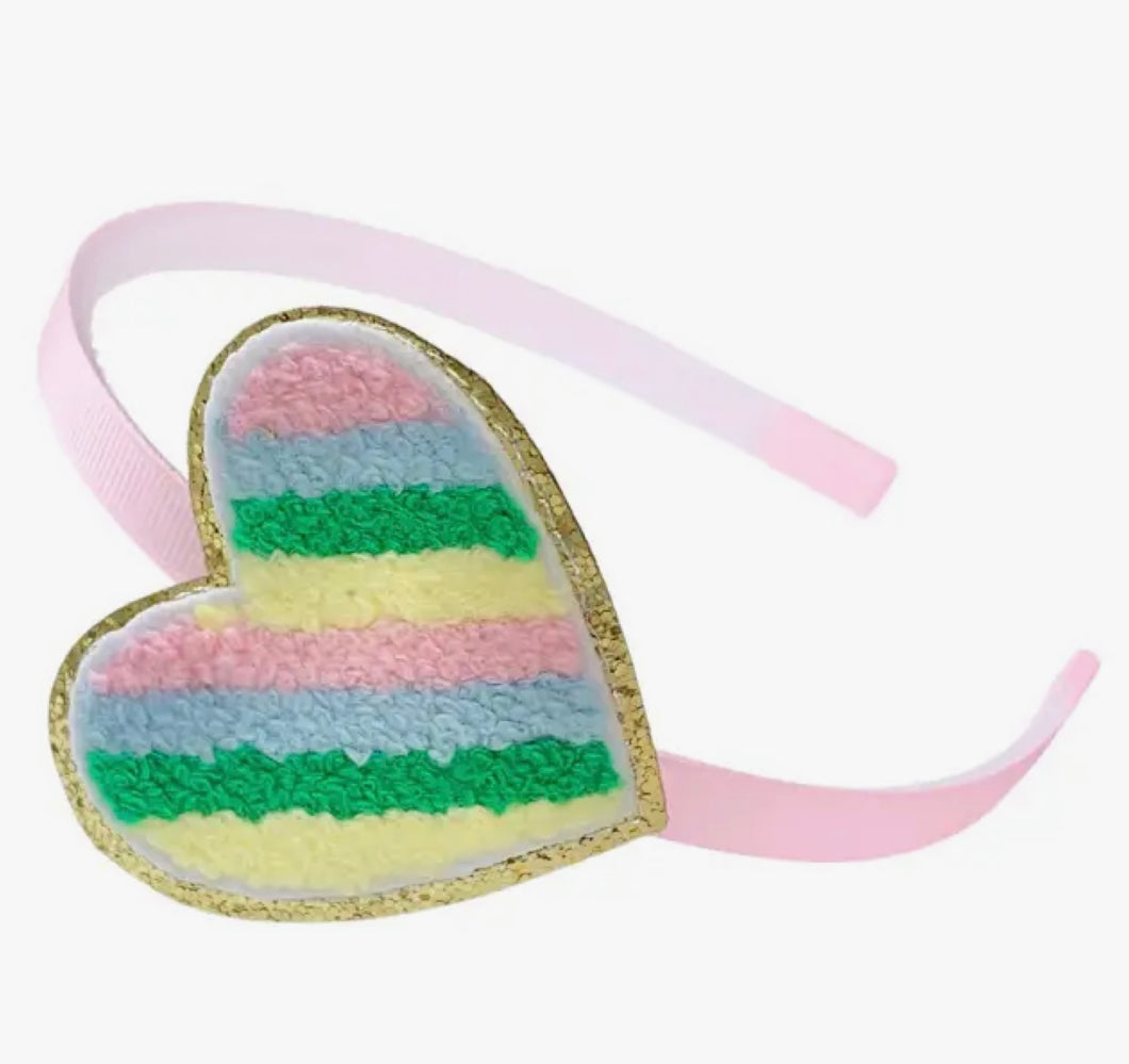 Lolo Headband Fuzzy Pastel Heart Headband