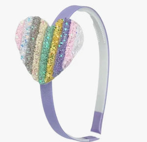 Lolo Headband Glitter Stripped Heart Headband