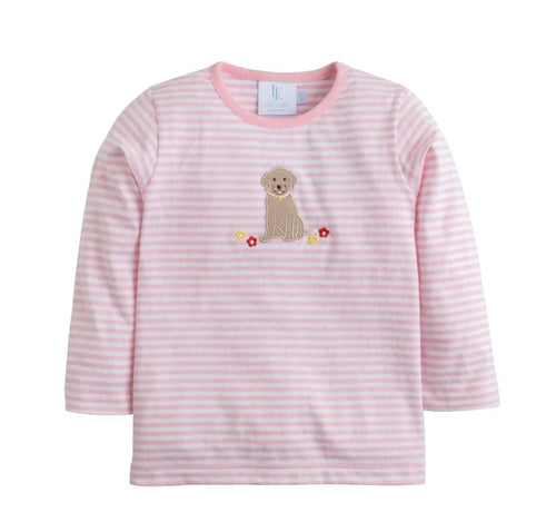 Little English Girl Lab Pink Striped Shirt