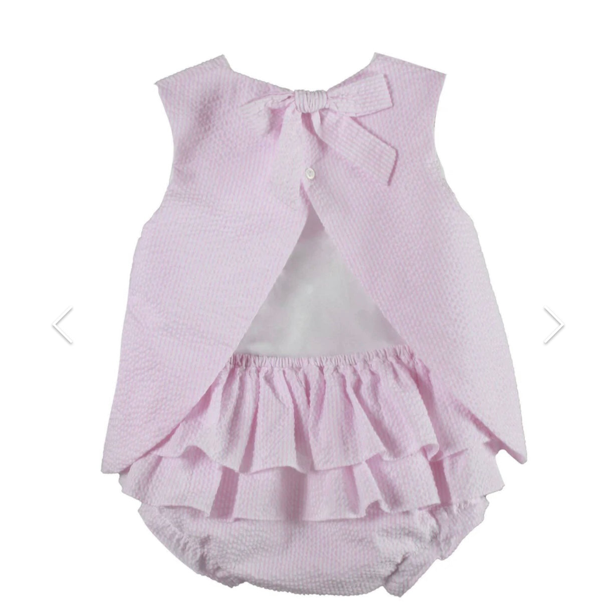 Petit Ami Pink Seersucker Swing Back Bloomer Set