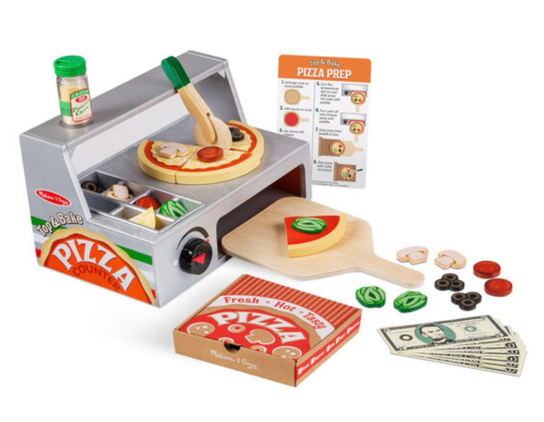 Melissa and Doug Top & Bake Pizza Counter - Wooden Play Food