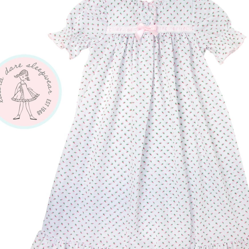 Laura Dare Pink Short Sleeve Rosebud Gown