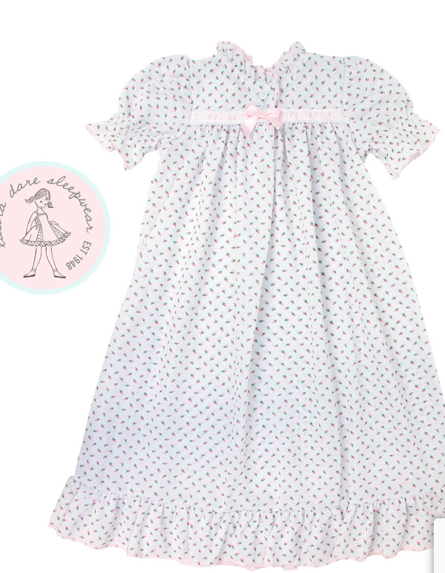 Laura Dare Pink Short Sleeve Rosebud Gown