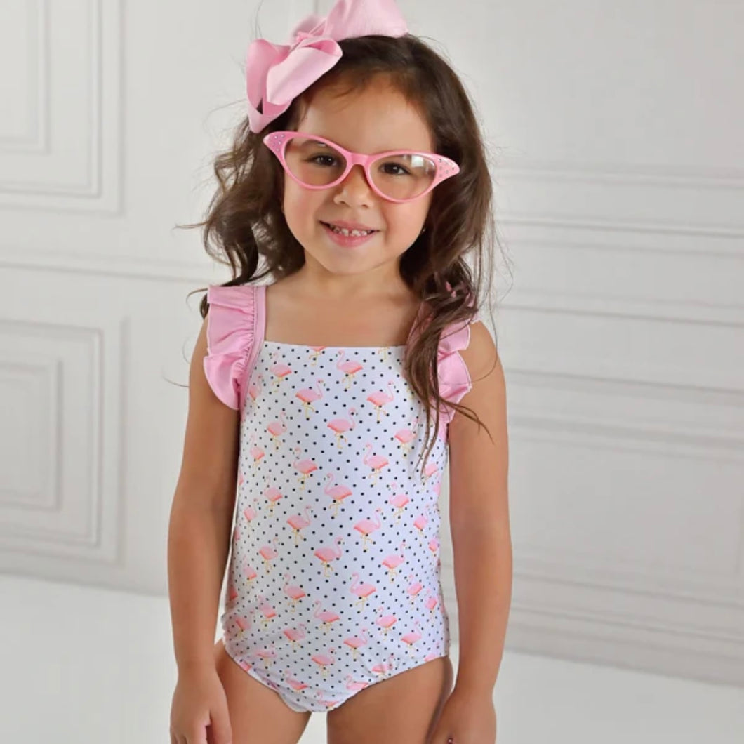 Swoon Baby Girls One Piece Pink Flamingo Swimsuit