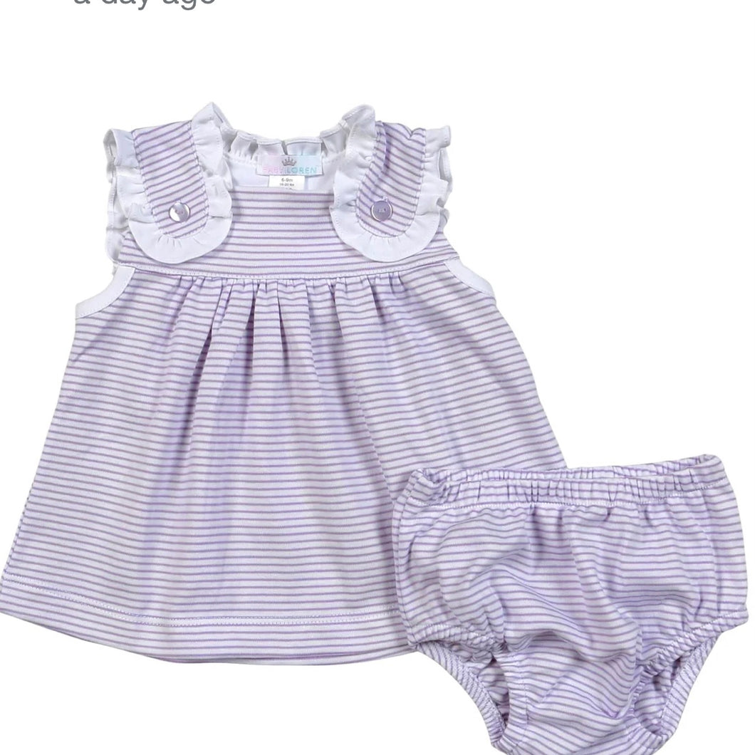 Baby Loren Girls Purple Stripe Diaper Cover Set