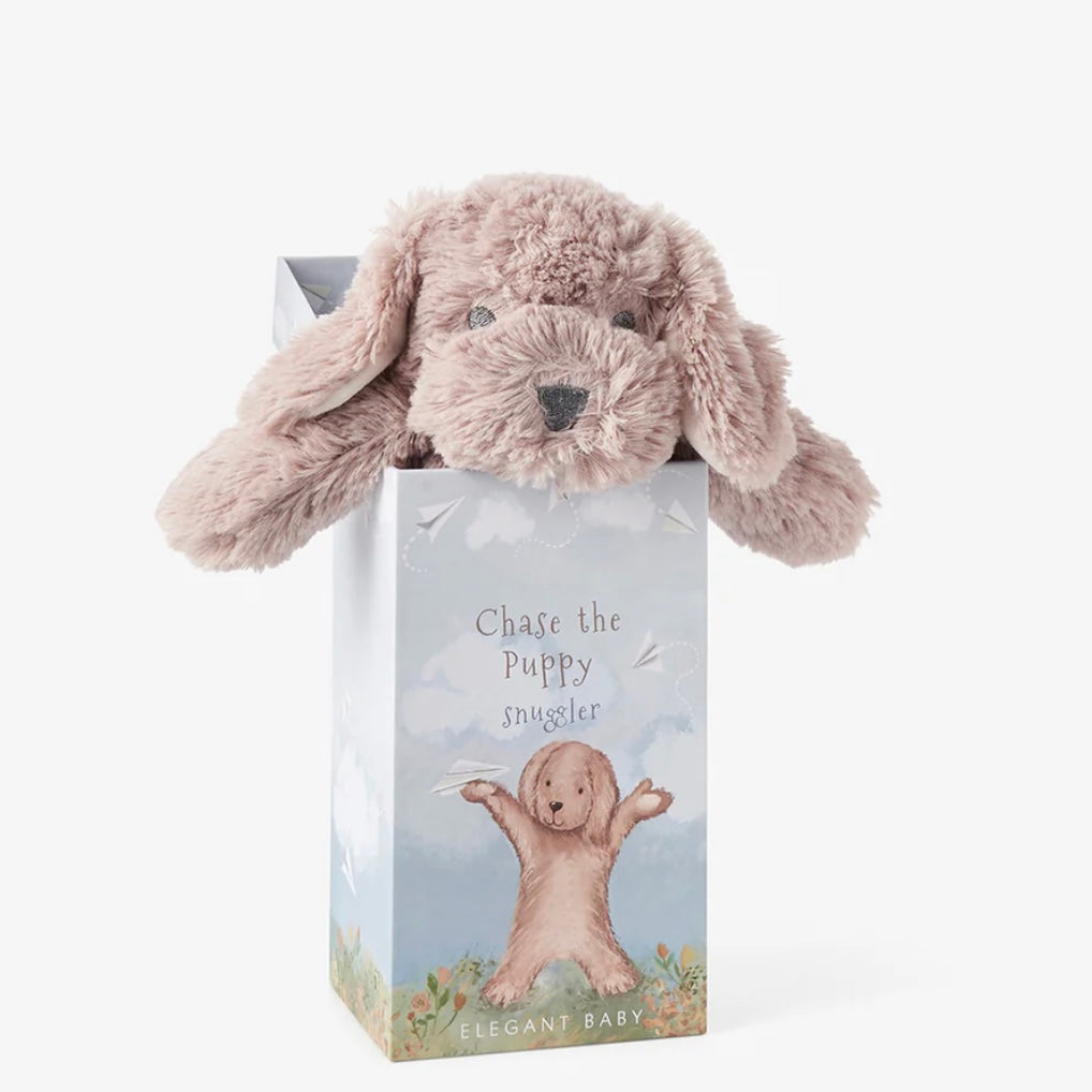 Elegant Baby Plush Puppy Snuggler in a Box