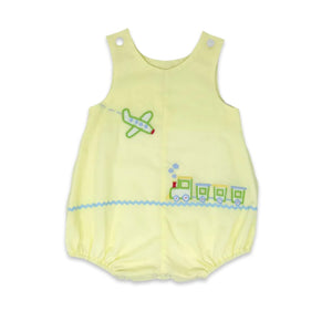 Lullaby Set Yellow Boy Bubble with Train and Airplane Embroidery