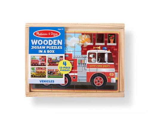 Melissa and Doug Wooden Jigsaw Puzzle in a Box-Vehicles