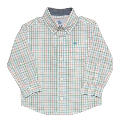 Southbound Boys Peach/Aqua/Green Button Down Shirt
