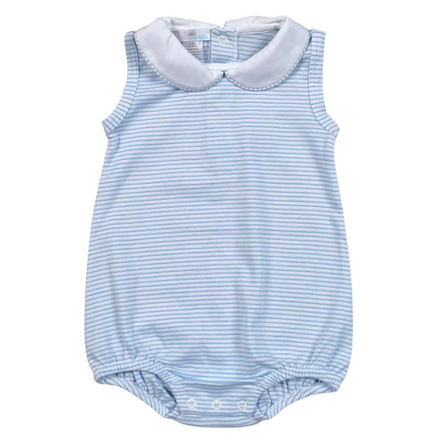 Baby Loren Blue Striped Bubble with White Peter Pan Collar