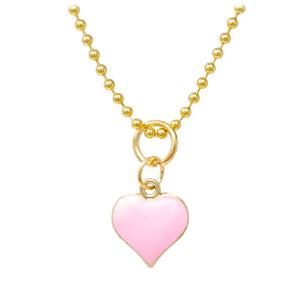 Tiny Treats Pink Heart Gold Charm Necklace