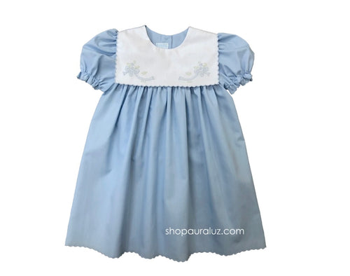 Auraluz Dress - Blue with White Square Collar