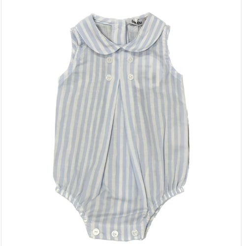 Babidu Boys Blue and White Stripe Bubble with Pinch Front Pleat
