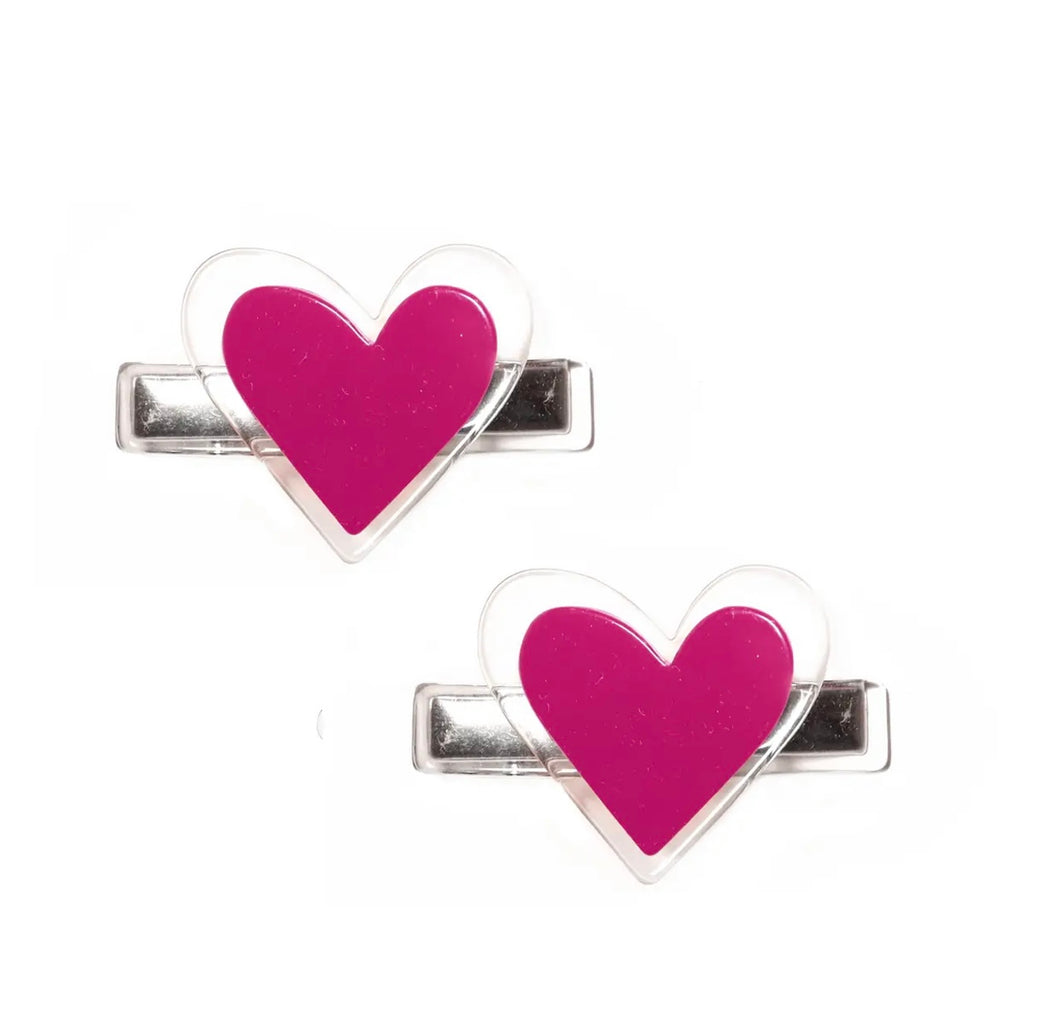 Lilies and Roses Agatha Heart Red Alligator Clips