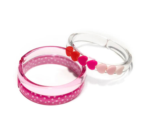 Lilies and Roses Heart and Pink Bangle Set