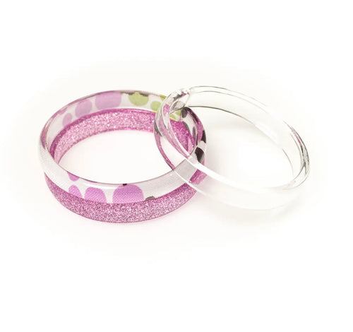 Lilies and Roses Purple Dot Set of Three Bangles