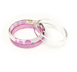 Lilies and Roses Purple Dot Set of Three Bangles