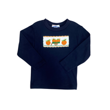 Silly Goose Navy Long Sleeve Pumpkin Smocked Shirt