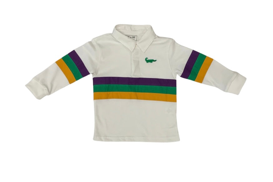 Lulu Bebe Mardi Gras Long Sleeve Rugby Polo